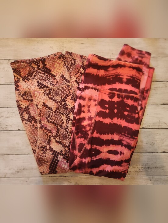 Old Navy Pants - Old Navy Pink & Burgundy Printed Leggings Set